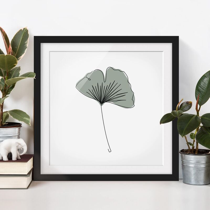 

Póster enmarcado - Gingko Leaf Line Art Dimensión LxA: 30cm x 30cm, Marco: Negro