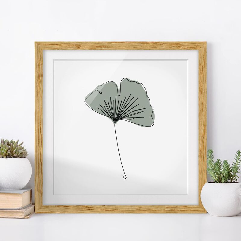 

Póster enmarcado - Gingko Leaf Line Art Dimensión LxA: 50cm x 50cm, Marco: Roble