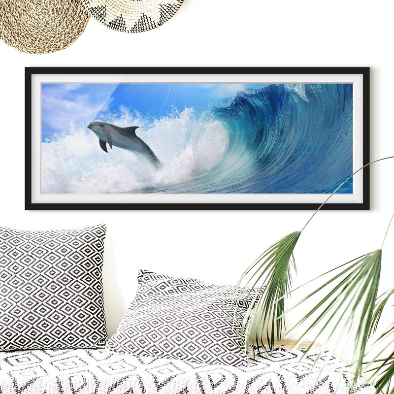 

Póster enmarcado - Giocare Delfini Dimensión LxA: 30cm x 75cm, Marco: Negro