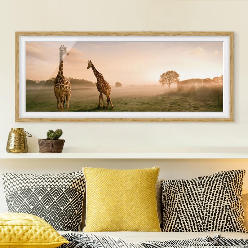 

Póster enmarcado - Giraffe Surreali Dimensión LxA: 40cm x 100cm, Marco: Roble