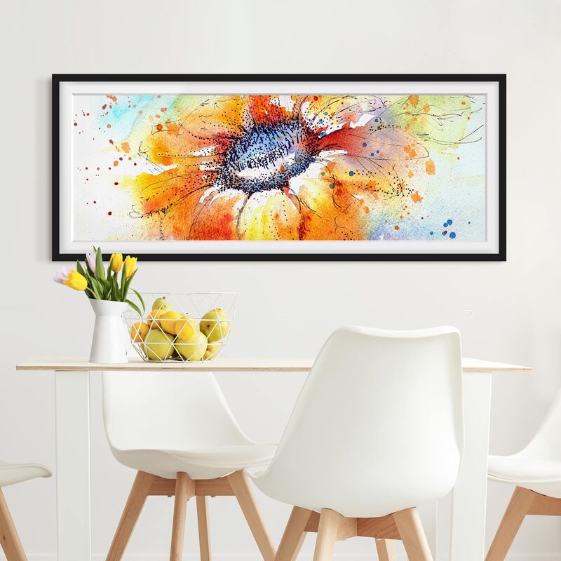 

Póster enmarcado - Girasole Painted Dimensión LxA: 20cm x 50cm, Marco: Negro