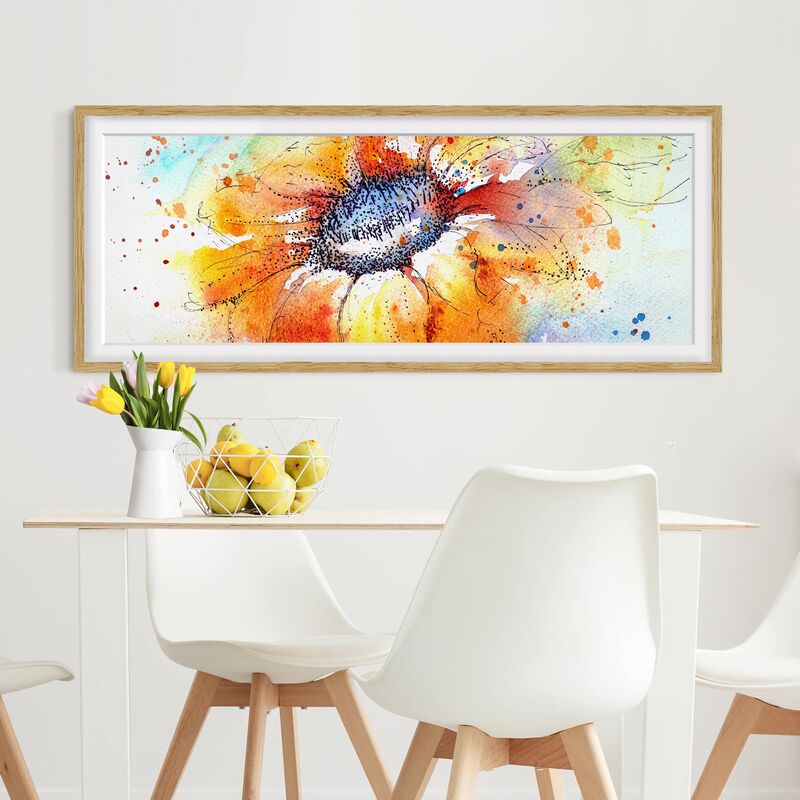 

Póster enmarcado - Girasole Painted Dimensión LxA: 50cm x 130cm, Marco: Roble