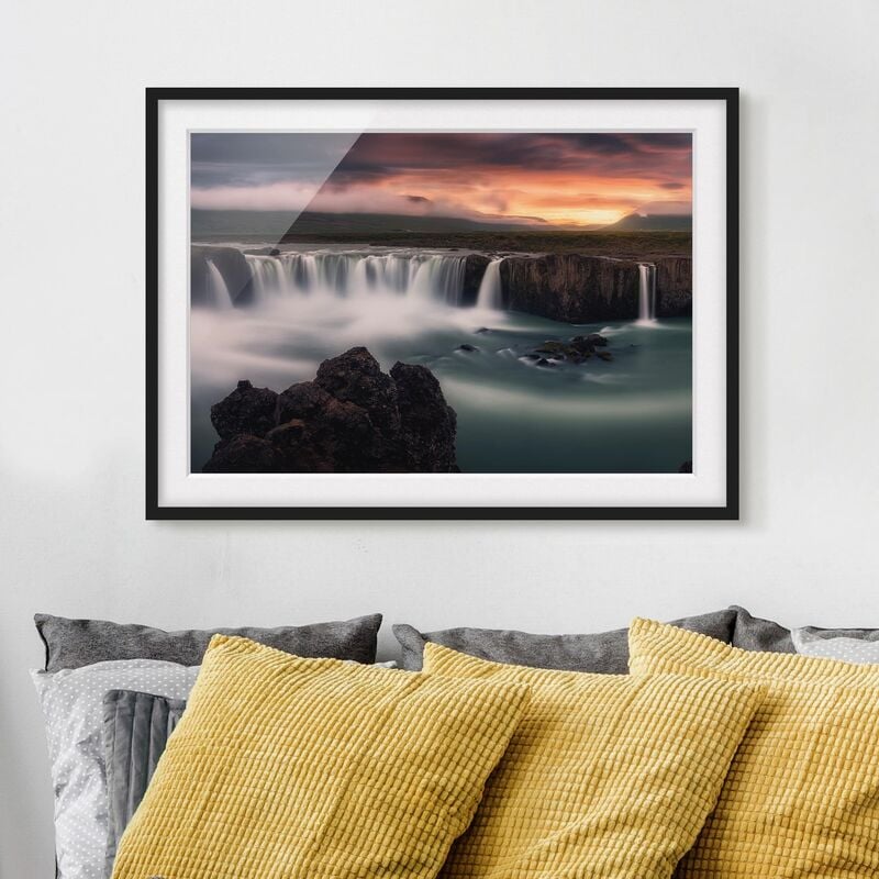 

Póster enmarcado - Goafoss Waterfall In Iceland Dimensión LxA: 70cm x 100cm, Marco: Negro