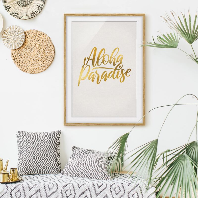 

Póster enmarcado - Gold - Aloha Paradise Dimensión LxA: 70cm x 50cm, Marco: Roble