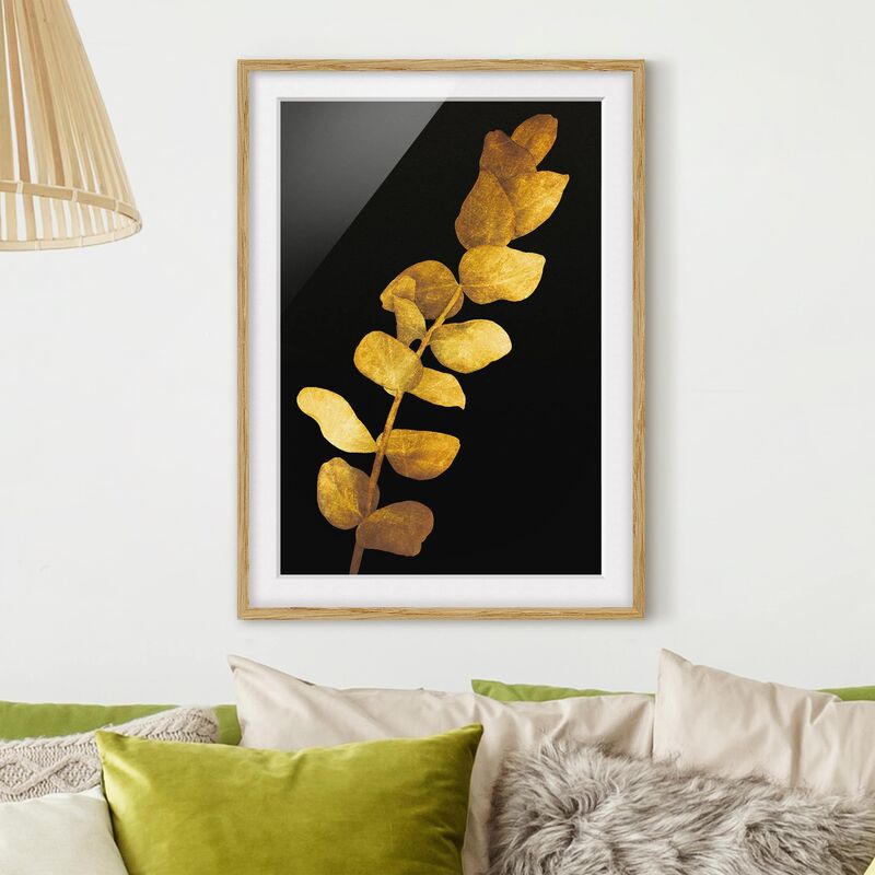 

Póster enmarcado - Gold - Eucalyptus On Black Dimensión LxA: 70cm x 50cm, Marco: Roble