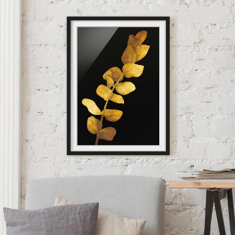 

Póster enmarcado - Gold - Eucalyptus On Black Dimensión LxA: 40cm x 30cm, Marco: Negro