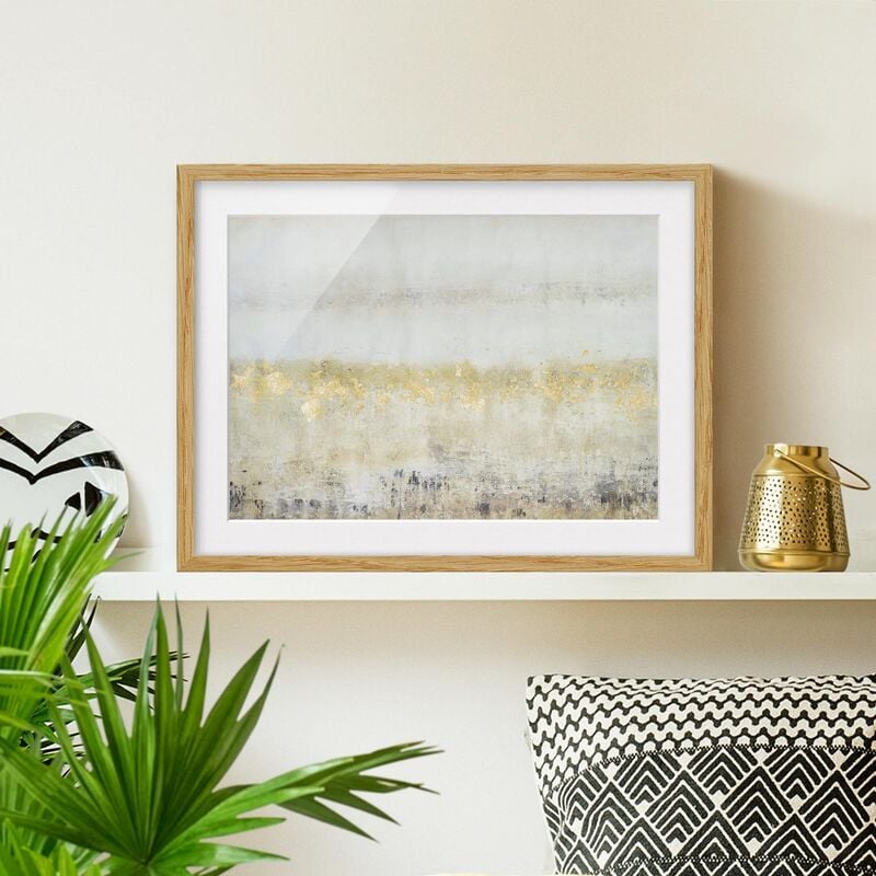 

Póster enmarcado - Golden Color Fields I Dimensión LxA: 50cm x 70cm, Marco: Roble