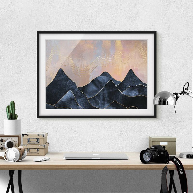 

Póster enmarcado - Golden Dawn sopra le montagne Dimensión LxA: 18cm x 24cm, Marco: Negro