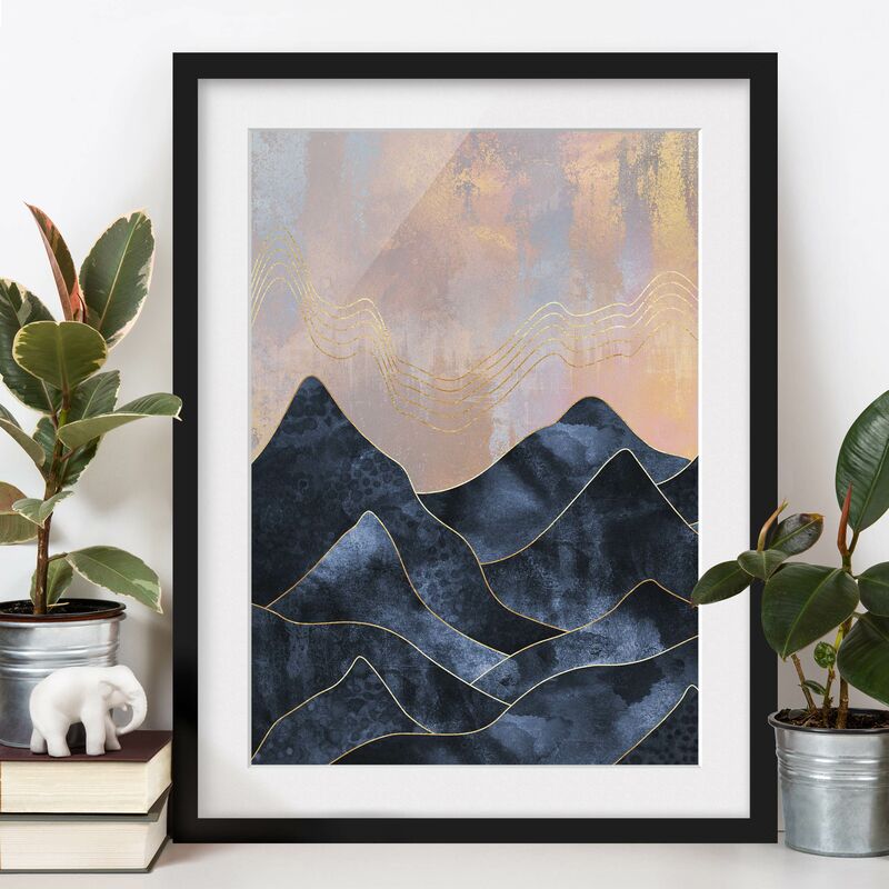 

Póster enmarcado - Golden Dawn sopra le montagne Dimensión LxA: 70cm x 50cm, Marco: Negro