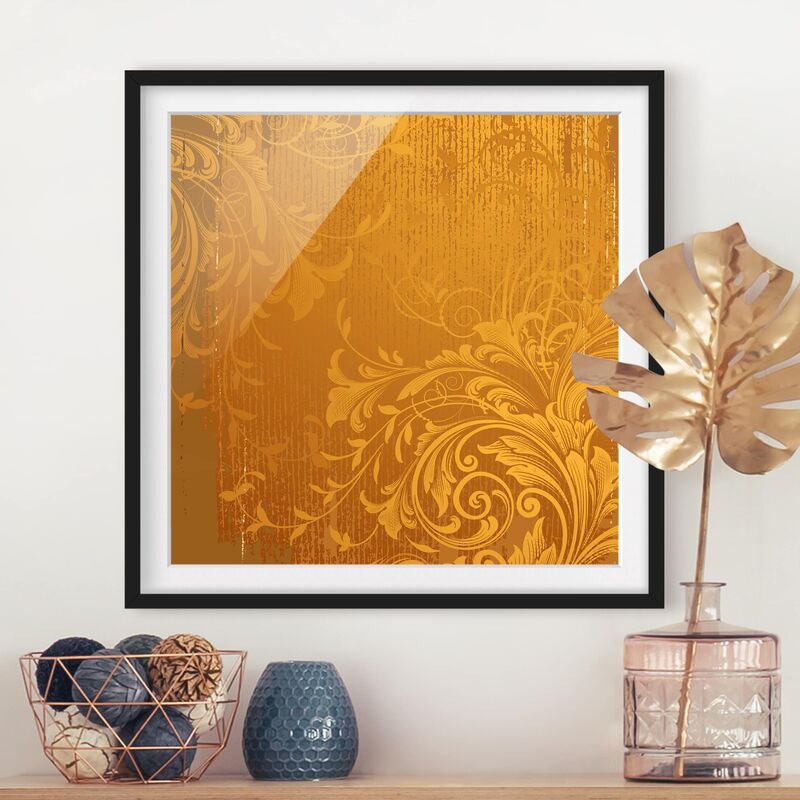 

Póster enmarcado - Golden Flora Dimensión LxA: 50cm x 50cm, Marco: Negro