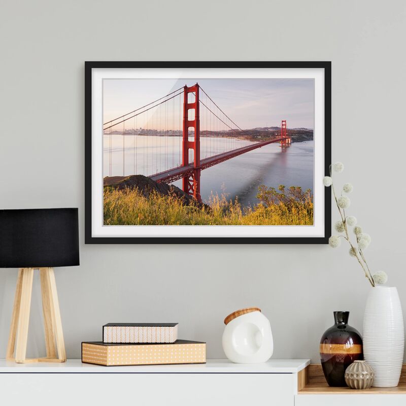 

Póster enmarcado - Golden Gate Bridge In San Francisco Dimensión LxA: 18cm x 24cm, Marco: Negro