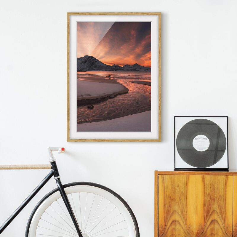 

Póster enmarcado - Golden Sunset Dimensión LxA: 70cm x 50cm, Marco: Roble