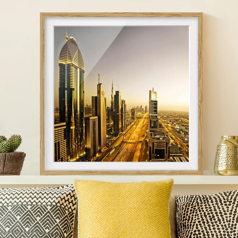 

Póster enmarcado - Golden Dubai Dimensión LxA: 50cm x 50cm, Marco: Roble