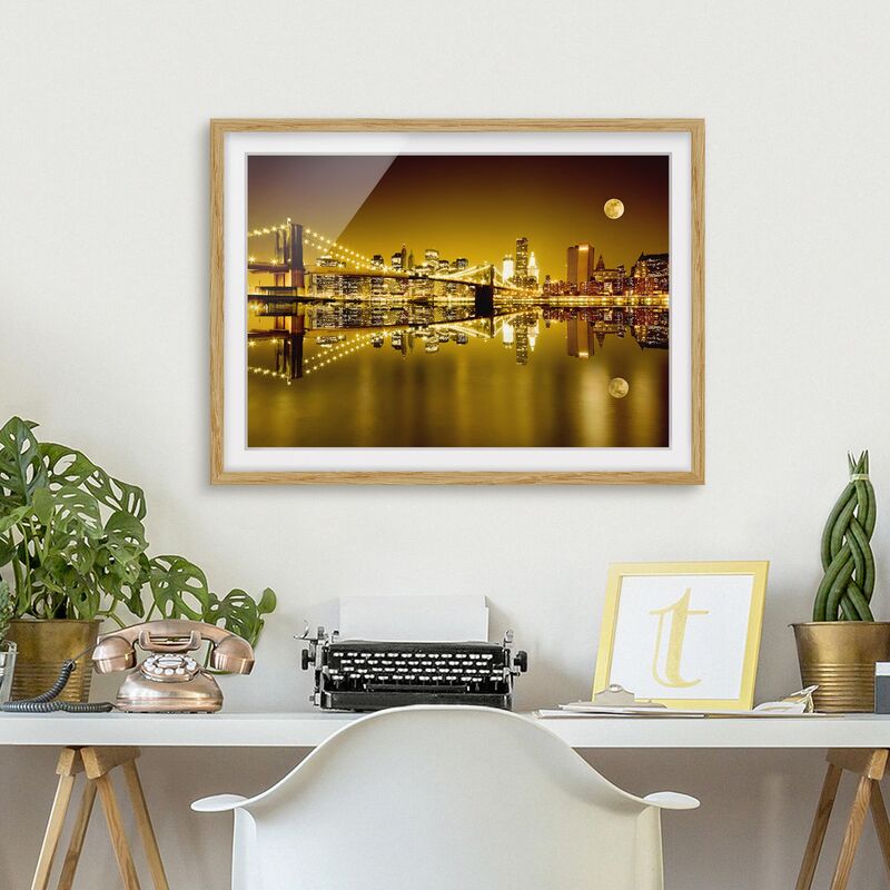 

Póster enmarcado - Golden New York Dimensión LxA: 30cm x 40cm, Marco: Roble
