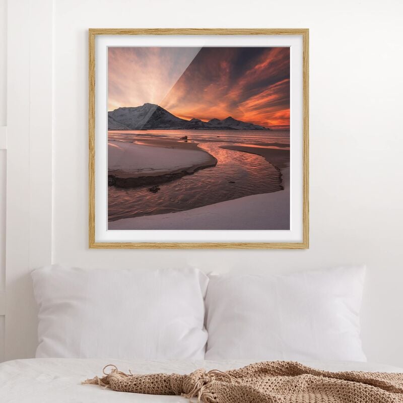 

Póster enmarcado - Golden Sunset Dimensión LxA: 30cm x 30cm, Marco: Roble