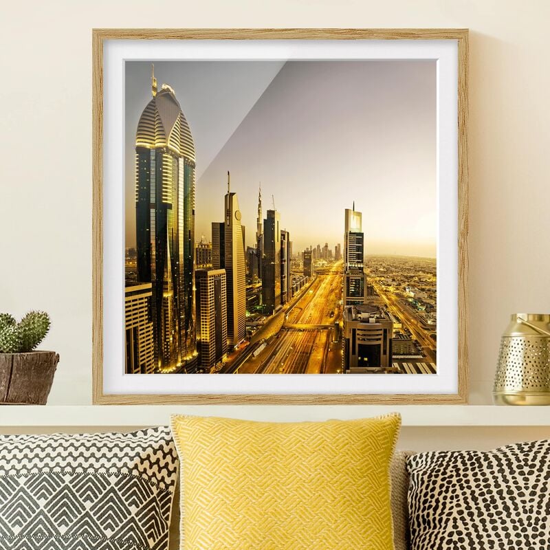 

Póster enmarcado - Golden Dubai Dimensión LxA: 30cm x 30cm, Marco: Roble