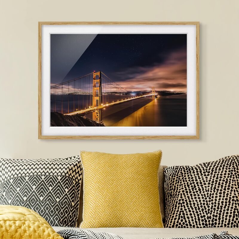

Póster enmarcado - Golden Gate To Stars Dimensión LxA: 50cm x 70cm, Marco: Roble