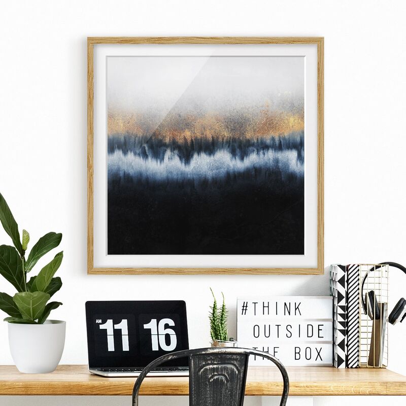 

Póster enmarcado - golden Horizon Dimensión LxA: 70cm x 70cm, Marco: Roble
