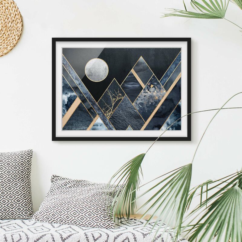 

Póster enmarcado - Golden Moon astratti Black Mountains Dimensión LxA: 50cm x 70cm, Marco: Negro