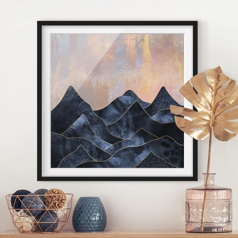 

Póster enmarcado - Golden Dawn sopra le montagne Dimensión LxA: 20cm x 20cm, Marco: Negro