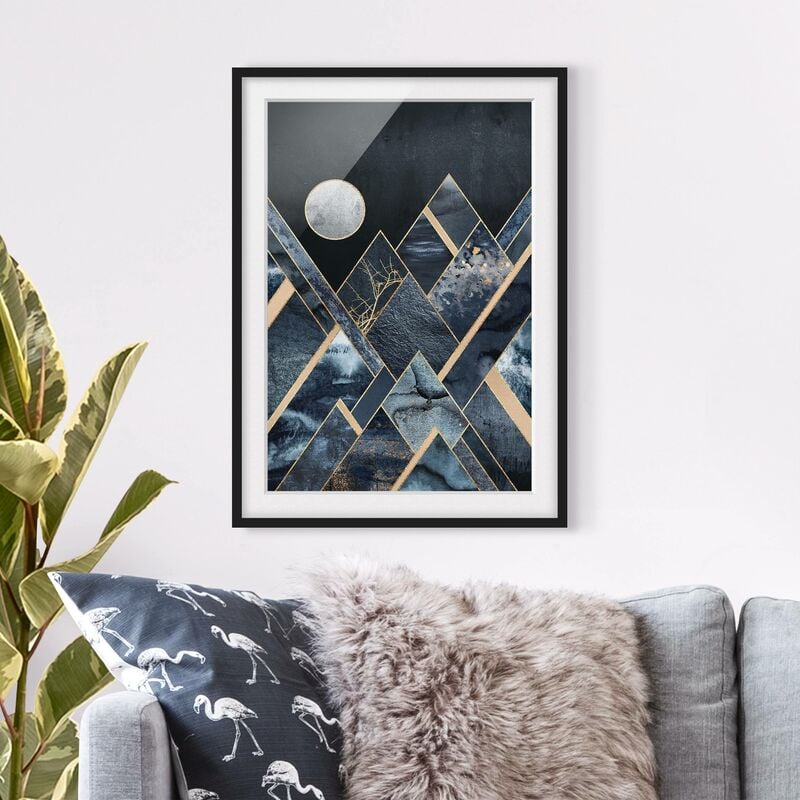 

Póster enmarcado - Golden Moon astratti Black Mountains Dimensión LxA: 24cm x 18cm, Marco: Negro