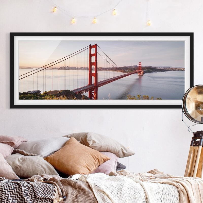 

Póster enmarcado - Golden Gate Bridge Di San Francisco Dimensión LxA: 20cm x 50cm, Marco: Negro