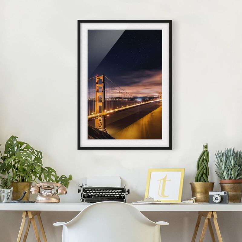 

Póster enmarcado - Golden Gate To Stars Dimensión LxA: 55cm x 40cm, Marco: Negro