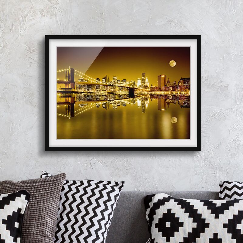 

Póster enmarcado - Golden New York Dimensión LxA: 70cm x 100cm, Marco: Negro