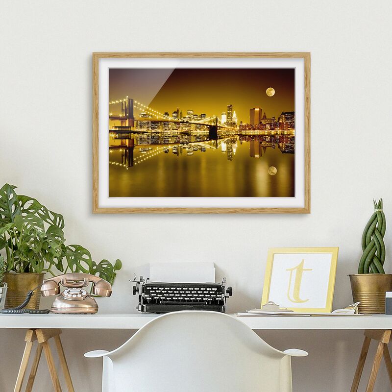 

Póster enmarcado - Golden New York Dimensión LxA: 40cm x 55cm, Marco: Roble