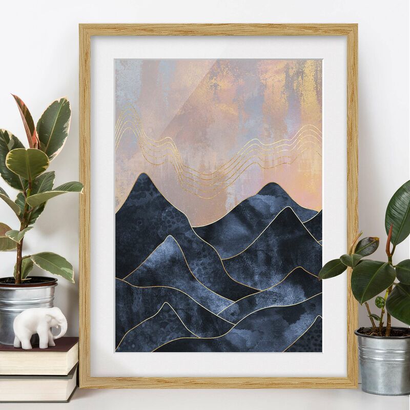 

Póster enmarcado - Golden Dawn sopra le montagne Dimensión LxA: 55cm x 40cm, Marco: Roble