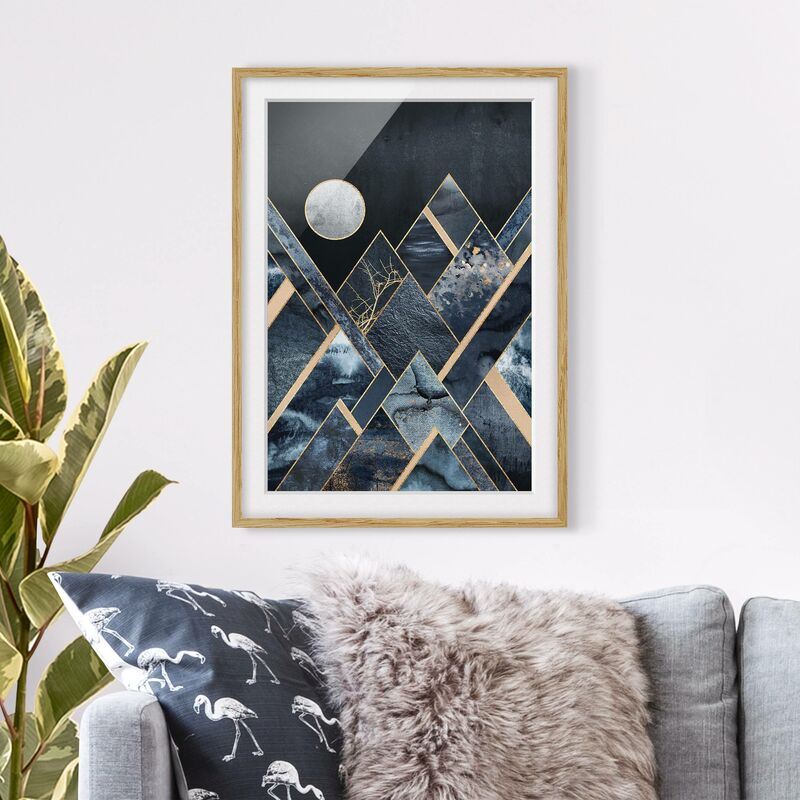 

Póster enmarcado - Golden Moon astratti Black Mountains Dimensión LxA: 40cm x 30cm, Marco: Roble