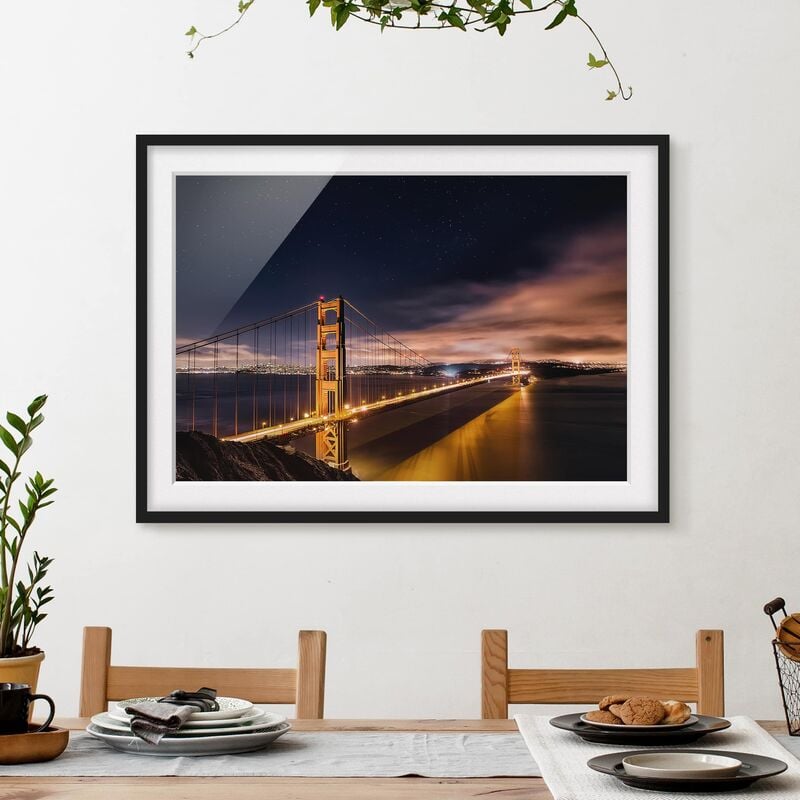 

Póster enmarcado - Golden Gate To Stars Dimensión LxA: 18cm x 24cm, Marco: Negro
