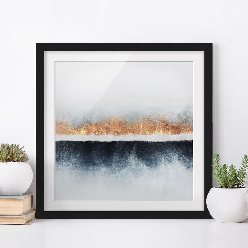 

Póster enmarcado - Golden Horizon Acquerello Dimensión LxA: 70cm x 70cm, Marco: Negro