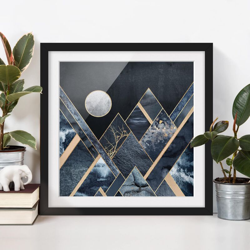 

Póster enmarcado - Golden Moon astratti Black Mountains Dimensión LxA: 30cm x 30cm, Marco: Negro