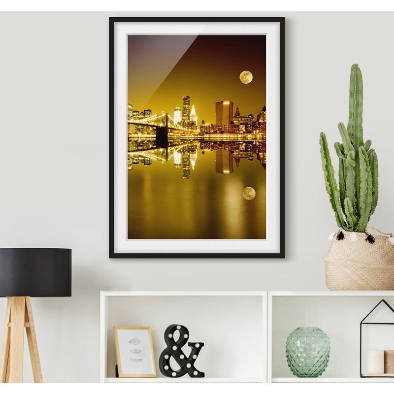 

Póster enmarcado - Golden New York Dimensión LxA: 70cm x 50cm, Marco: Negro