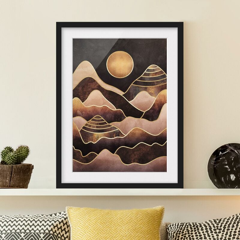 

Póster enmarcado - Golden Sun astratti Monti Dimensión LxA: 24cm x 18cm, Marco: Negro