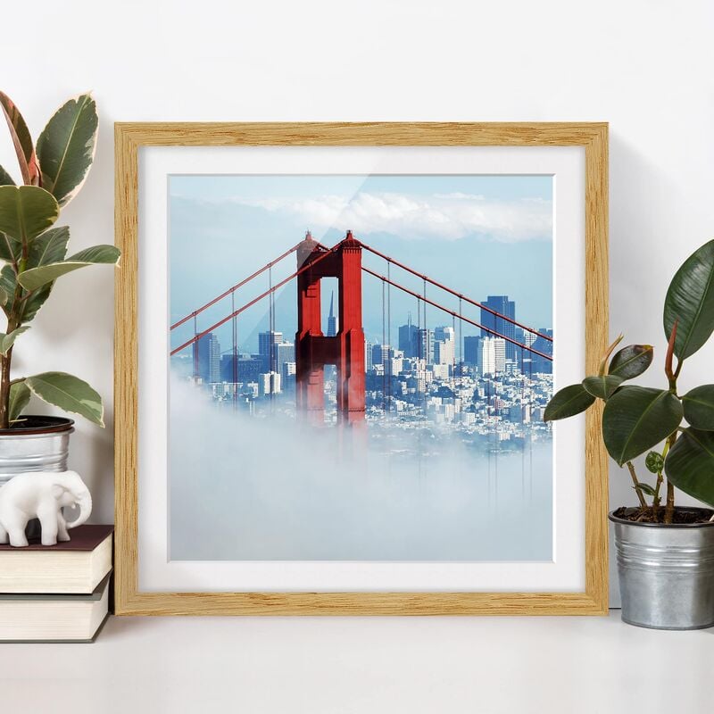 

Póster enmarcado - Good Morning San Francisco! Dimensión LxA: 70cm x 70cm, Marco: Roble