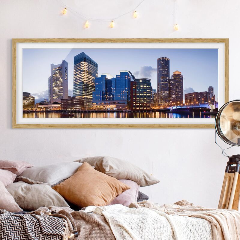 

Póster enmarcado - Good Night Boston Dimensión LxA: 40cm x 100cm, Marco: Roble