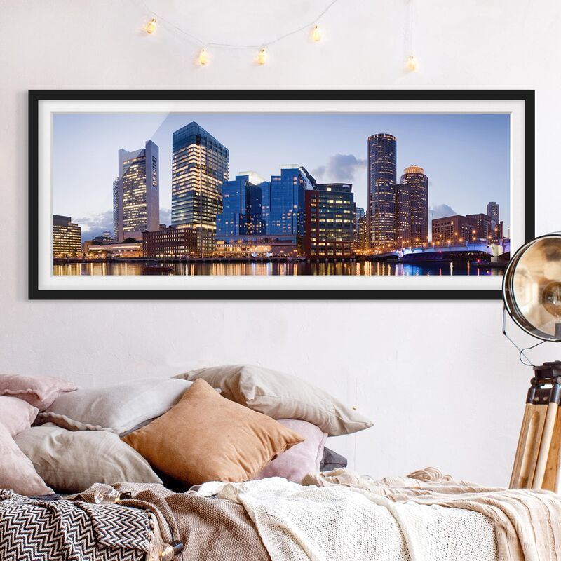 

Póster enmarcado - Good Night Boston Dimensión LxA: 50cm x 130cm, Marco: Negro