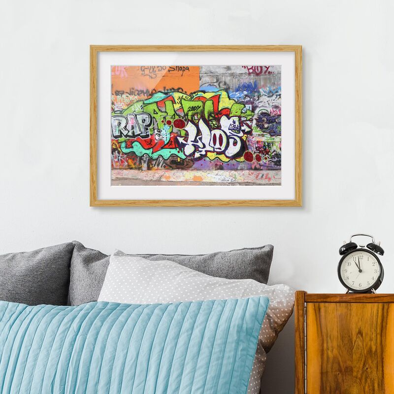 

Póster enmarcado - Graffiti Wall Dimensión LxA: 30cm x 40cm, Marco: Roble