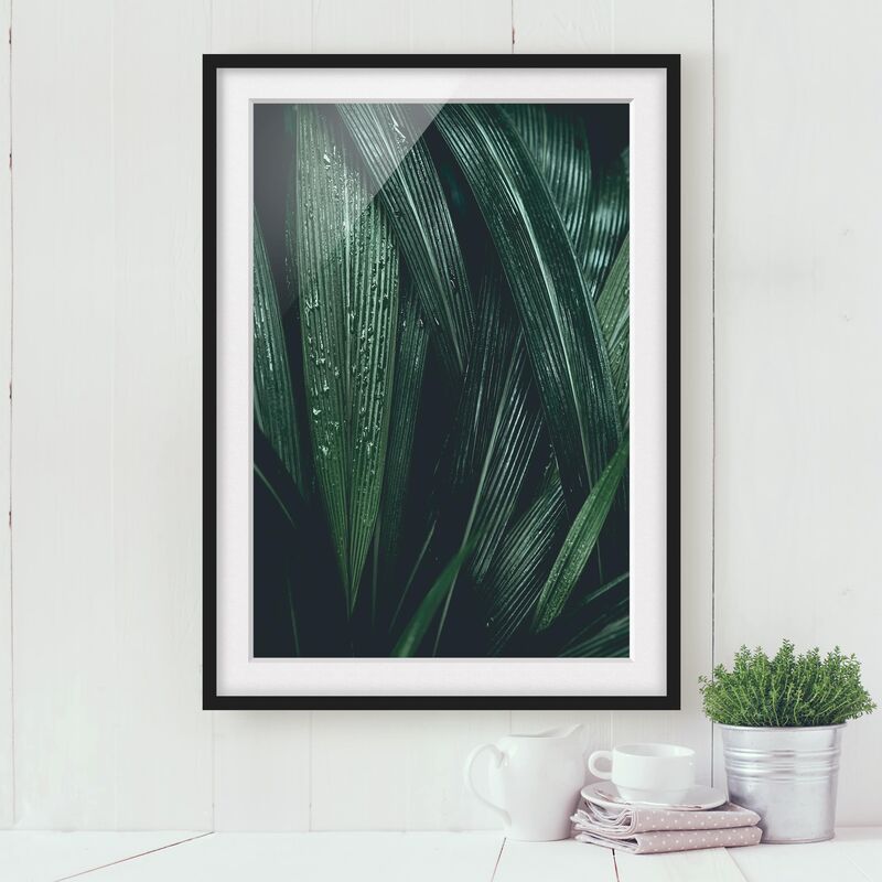 

Póster enmarcado - Green Palm Leaves Dimensión LxA: 100cm x 70cm, Marco: Negro