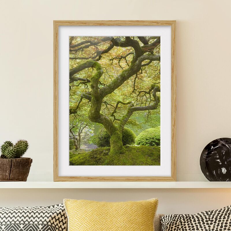 

Póster enmarcado - Green Japanese Garden Dimensión LxA: 70cm x 50cm, Marco: Roble
