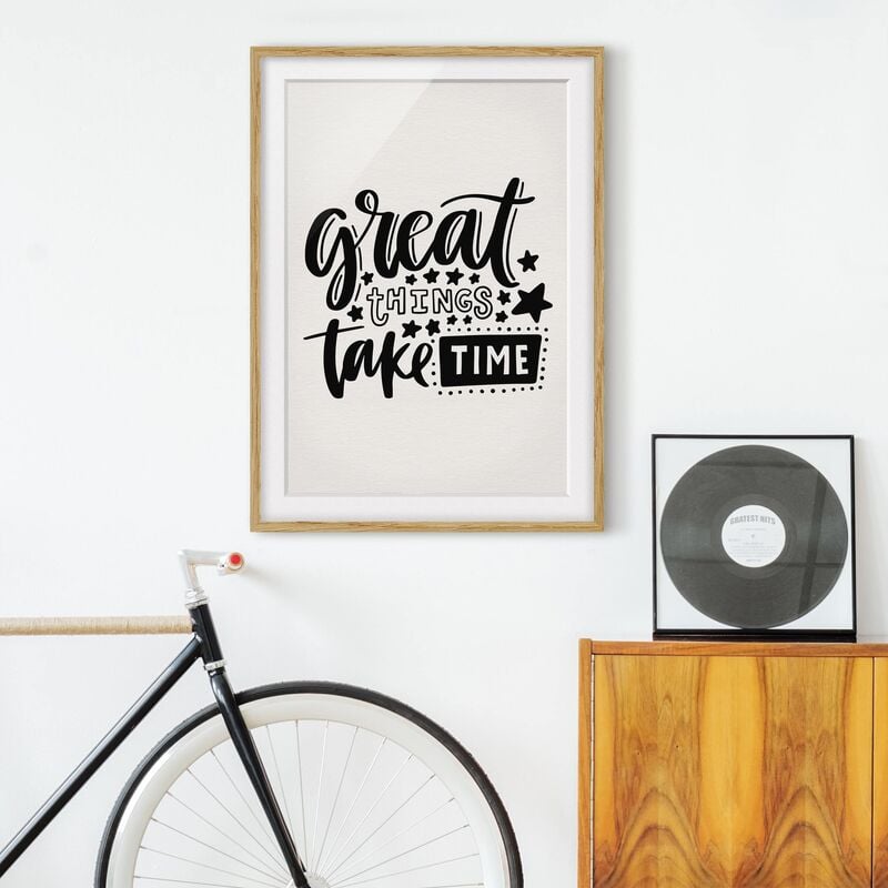 

Póster enmarcado - Great Things Take Time Dimensión LxA: 70cm x 50cm, Marco: Roble