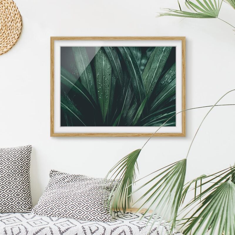 

Póster enmarcado - Green Palm Leaves Dimensión LxA: 40cm x 55cm, Marco: Roble