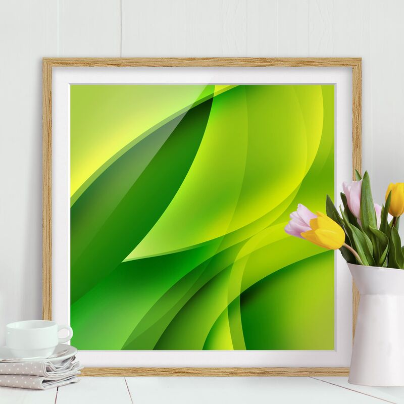 

Póster enmarcado - Green Composition Dimensión LxA: 20cm x 20cm, Marco: Roble