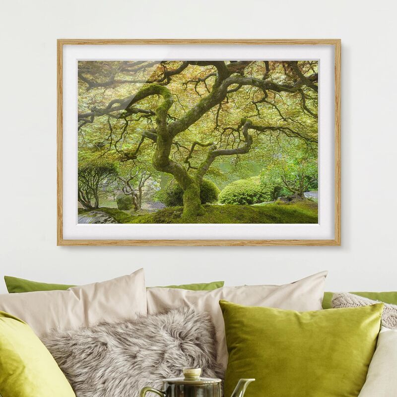 

Póster enmarcado - Green Japanese Garden Dimensión LxA: 40cm x 55cm, Marco: Roble