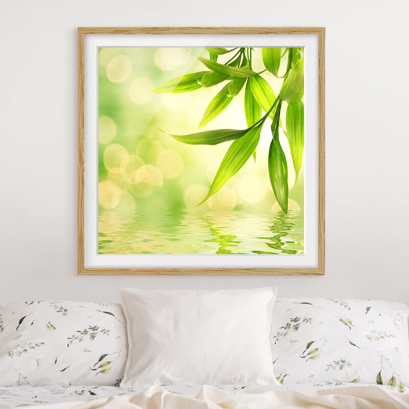 

Póster enmarcado - Green Ambiance I Dimensión LxA: 20cm x 20cm, Marco: Roble