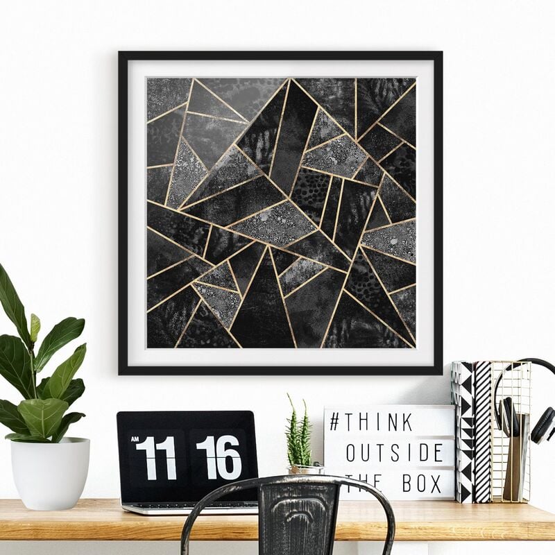 

Póster enmarcado - Grigio Triangoli d'oro Dimensión LxA: 20cm x 20cm, Marco: Negro