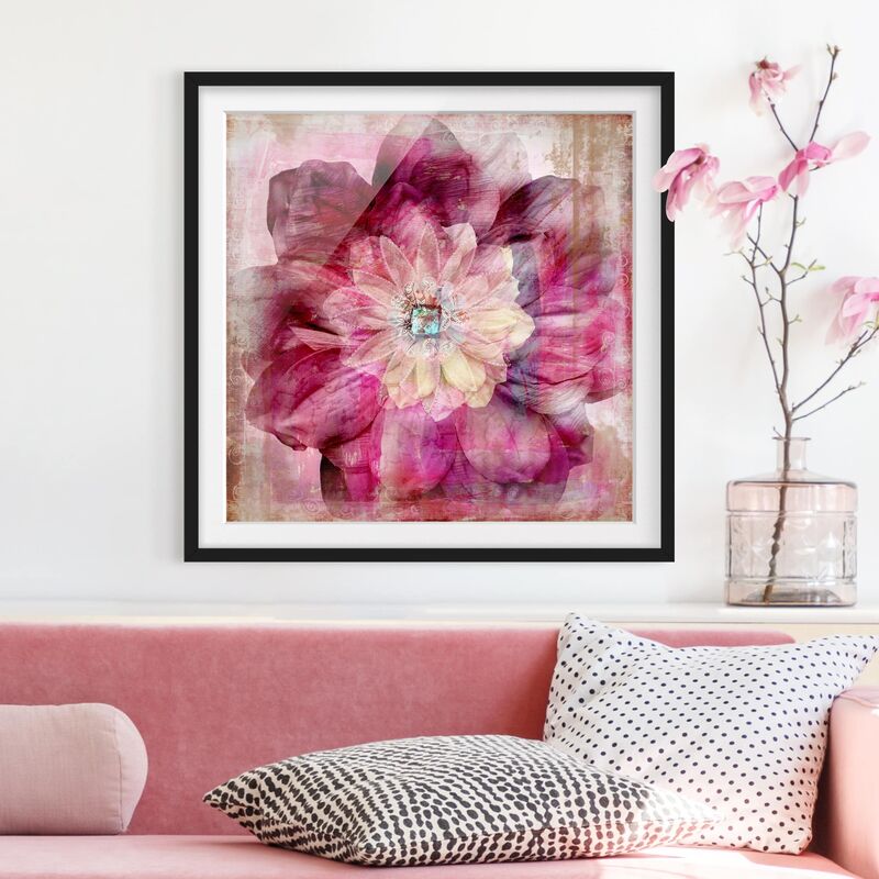 

Póster enmarcado - Grunge Flower Dimensión LxA: 30cm x 30cm, Marco: Negro