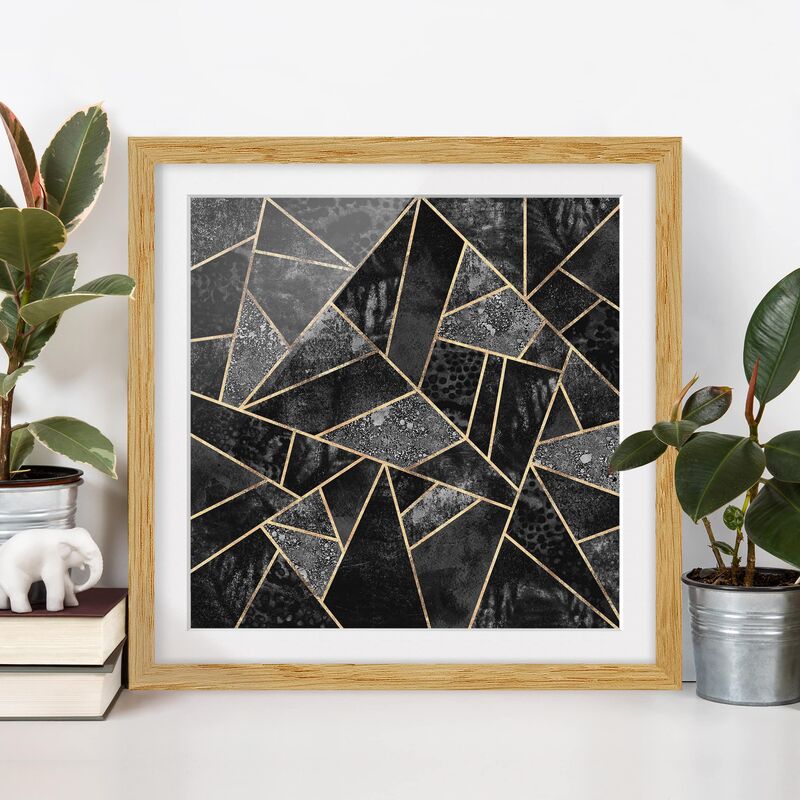 

Póster enmarcado - Grigio Triangoli d'oro Dimensión LxA: 50cm x 50cm, Marco: Roble